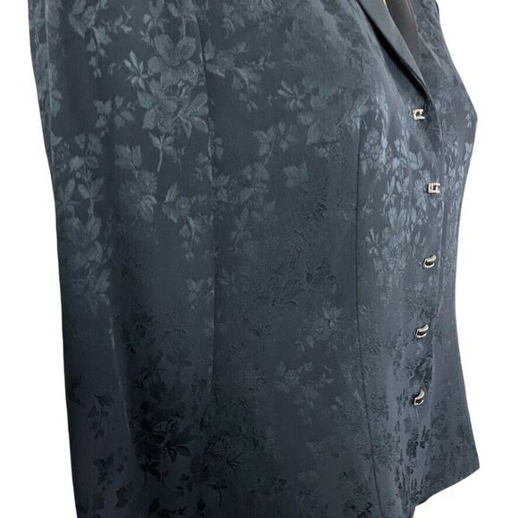 Dana Buchman Petite Black Satin Vintage Whimsigoth Cuffed Blazer Jacket 4P - Picture 3 of 16